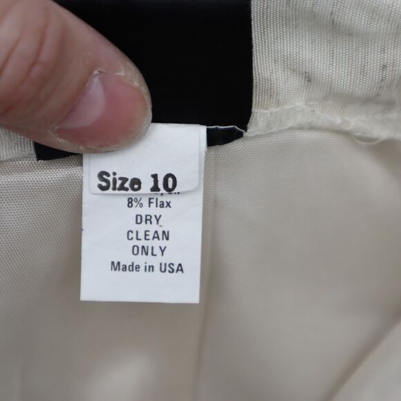 Tofy Skirt Womens 10 Ivory Lined Back Slit Midi Straight Pencil Casual - Picture 2 of 16